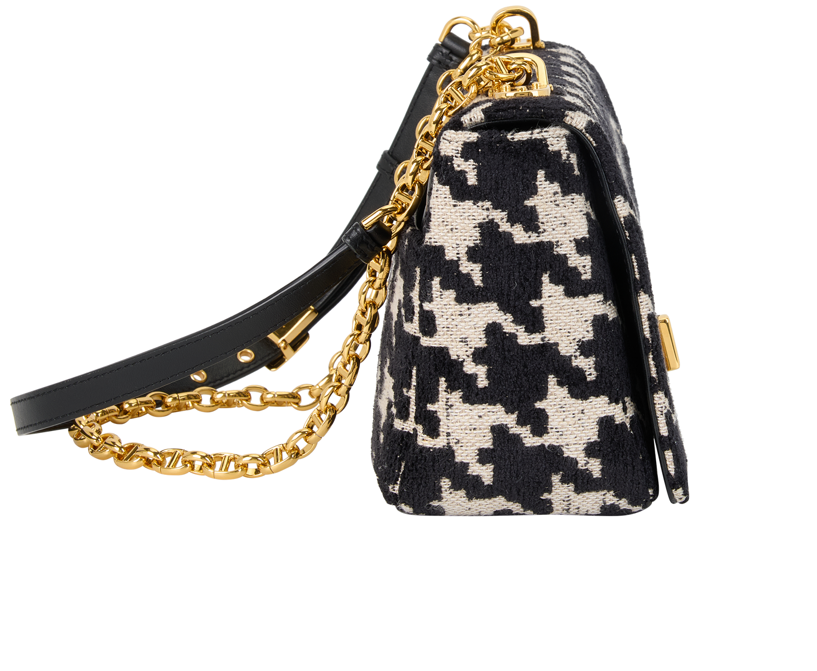 Medium Caro, &pound;1,900, Handbags, Black/White, Fabric, Side view